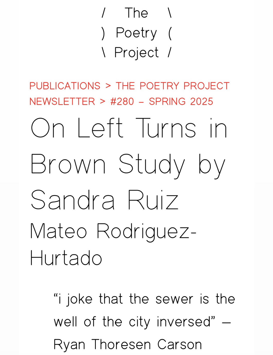 The Poetry Project Spring 2025